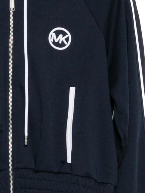 Michael Kors logo-pique zipped hoodie - Blue