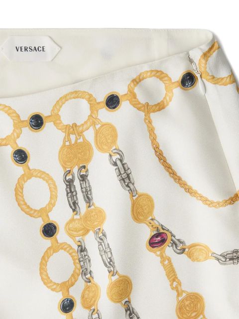 Versace printed silk twill pencil skirt - Neutrals