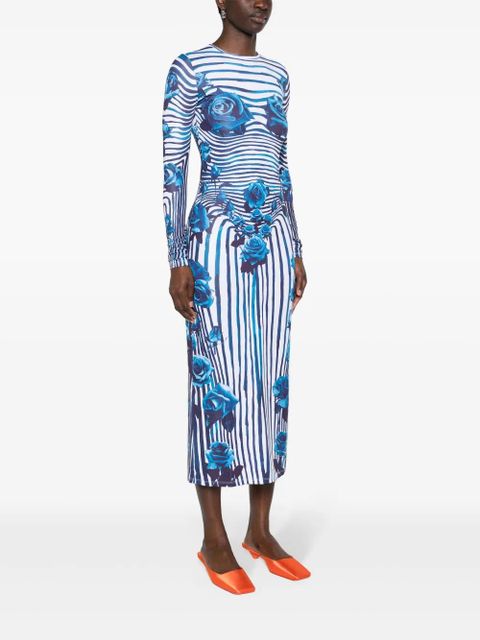 Jean Paul Gaultier Flower Body Morphing midi dress - White