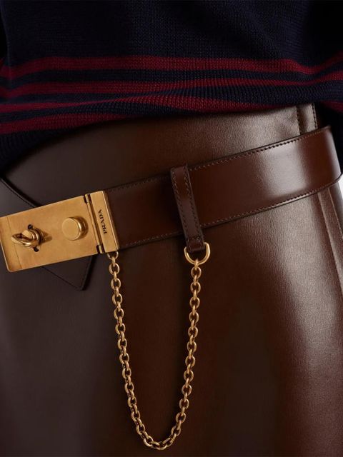 Prada belted leather miniskirt - Brown