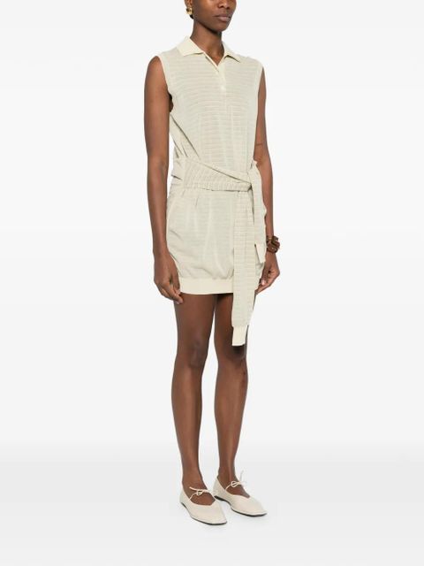 Nanushka Mila striped knitted polo dress - Neutrals