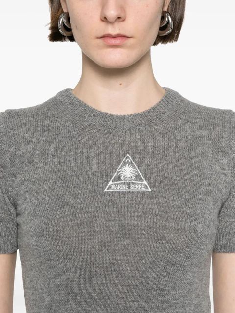 Marine Serre logo-embroidered T-shirt - Grey