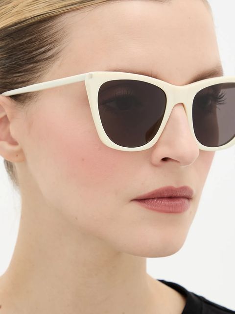 Saint Laurent okulary przeciwsłoneczne KATE THIN damskie kolor beżowy SL 214