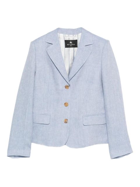 ETRO v-neck linen blazer - Blue - zdjęcie produktu nr 1