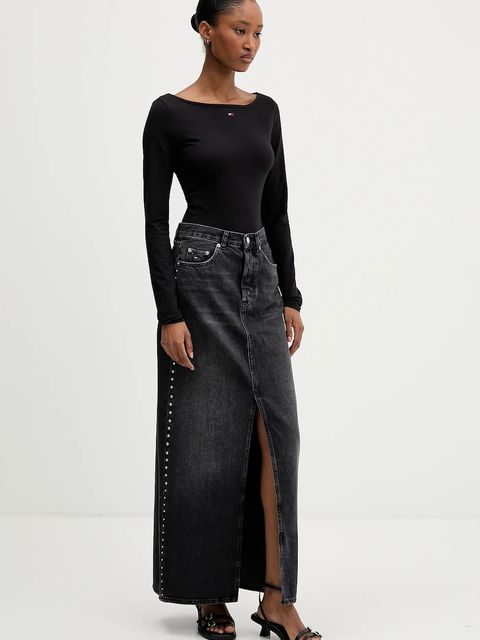 Tommy Jeans spódnica jeansowa kolor czarny maxi prosta DW0DW21576 - zdjęcie produktu nr 2