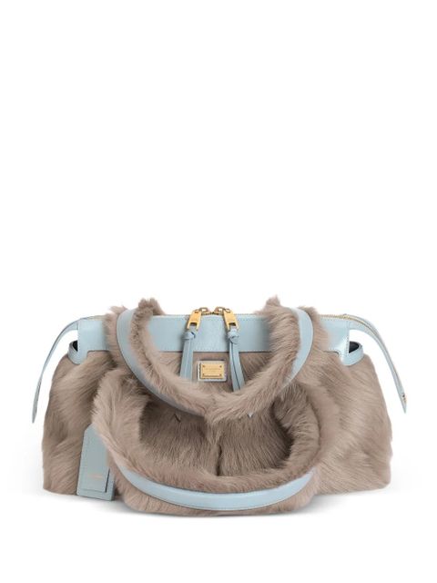 Dolce & Gabbana Vittoria shoulder bag in shearling and calfskin - Grey - zdjęcie produktu nr 1