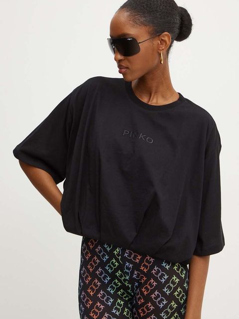 Pinko t-shirt bawełniany damski kolor czarny 104206 A251