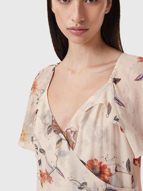 AllSaints sukienka z domieszką jedwabiu DARMA