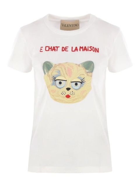 Valentino Garavani cat-face patch T-shirt - White