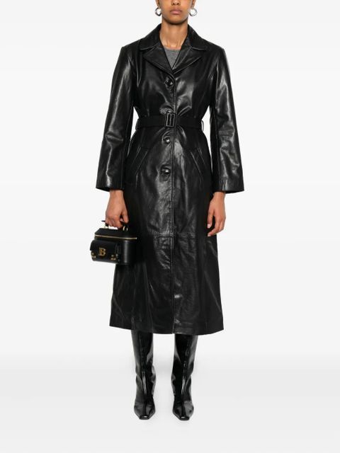 Maje belted leather coat - Black - zdjęcie produktu nr 2