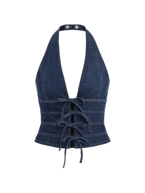 Reformation tie detail halter top - Blue - zdjęcie produktu nr 1