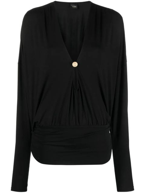 PINKO draped cut-out V-neck top - Black - zdjęcie produktu nr 1