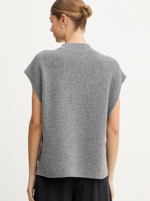 United Colors of Benetton kamizelka z dodatkiem wełny damski kolor szary z półgolfem 1244D10EF