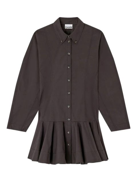 GANNI button-down ruffled dress - Brown - zdjęcie produktu nr 1
