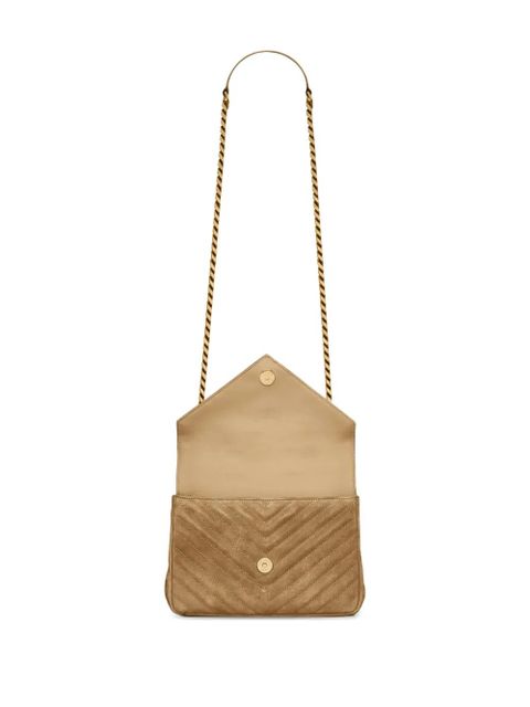 Saint Laurent medium College quilted suede shoulder bag - Brown
