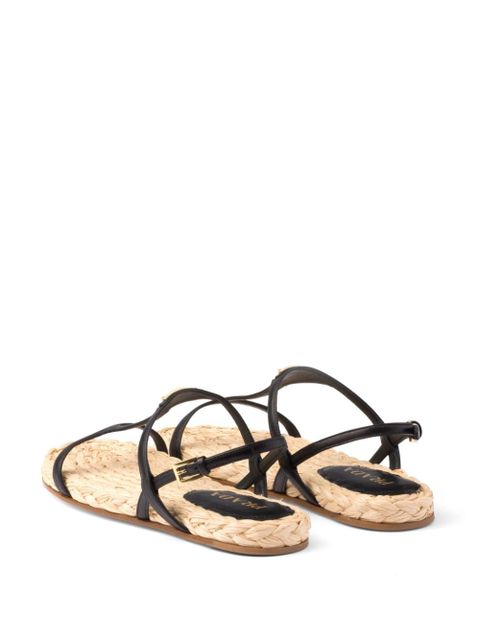 Prada enamel triangle-logo flat sandals - Black