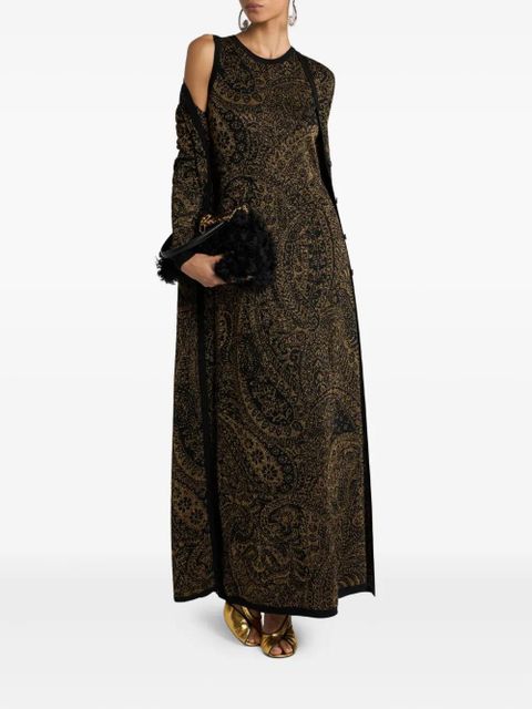ETRO metallic paisley long cardigan - Black