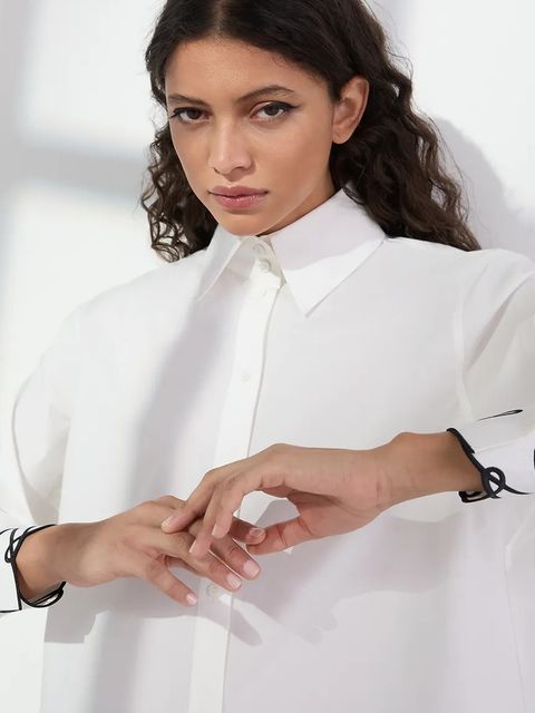 Karl Lagerfeld koszula bawełniana damska kolor biały regular z kołnierzykiem klasycznym A3W11023