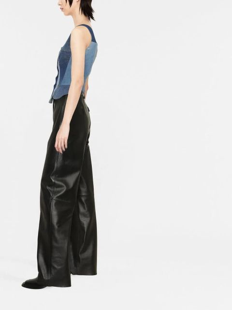 Marine Serre regenerated denim bustier top - Blue