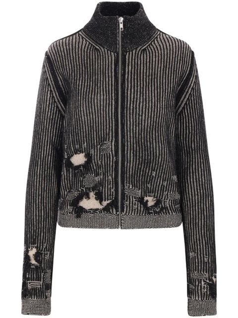 MM6 Maison Margiela distressed effect cardigan - Black - zdjęcie produktu nr 1