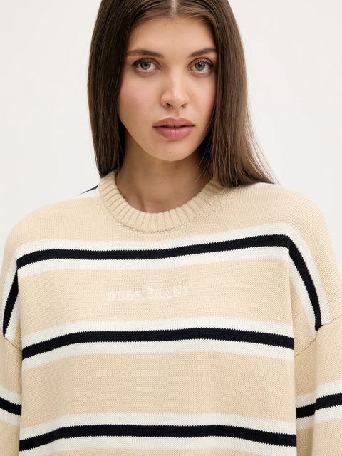 Guess Jeans sweter bawełniany kolor beżowy lekki W4BR09 Z3HM1