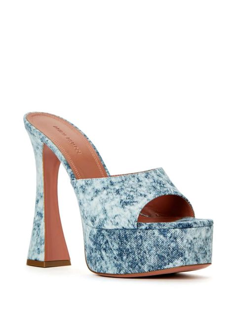 Amina Muaddi Dalida 140mm denim platform sandals - Blue - zdjęcie produktu nr 2