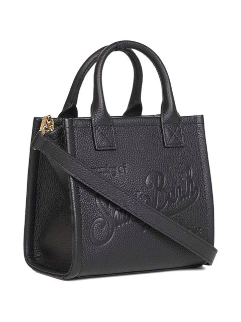 MC2 Saint Barth mini grained logo leather tote bag - Black