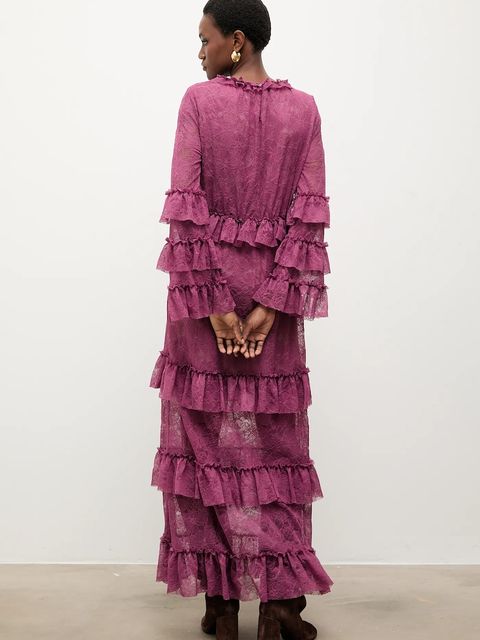 Answear.LAB sukienka kolor bordowy maxi rozkloszowana - zdjęcie produktu nr 2