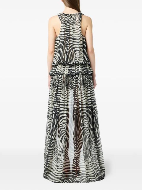 Blumarine zebra-print asymmetric dress - White