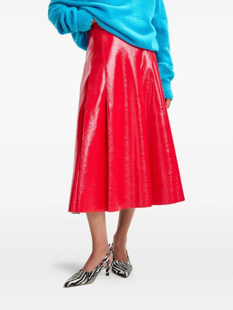 Essentiel Antwerp leather A-line midi skirt - Red