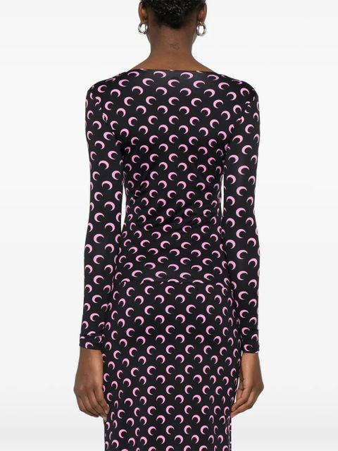 Marine Serre long-sleeved patterned top - Black