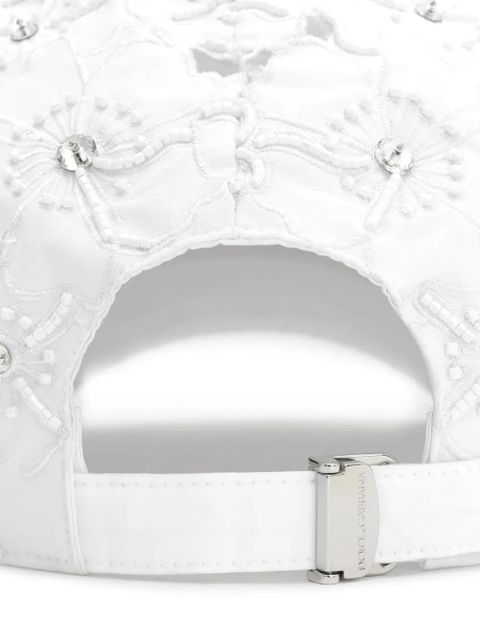 Dolce & Gabbana broderie-anglaise cotton cap - White - zdjęcie produktu nr 2