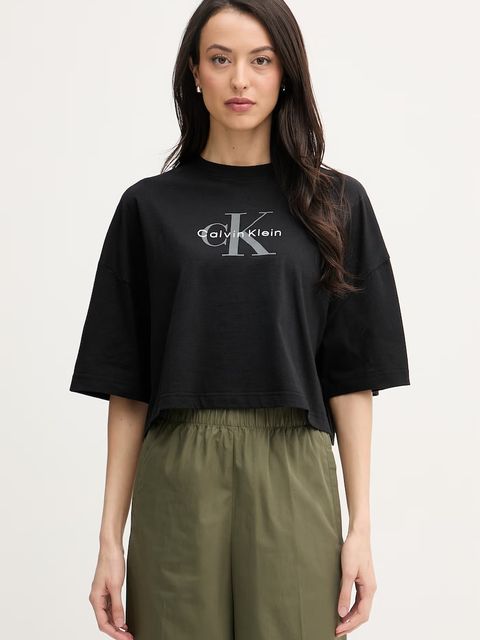 Calvin Klein Jeans crop top damski bawełniany - zdjęcie produktu nr 1