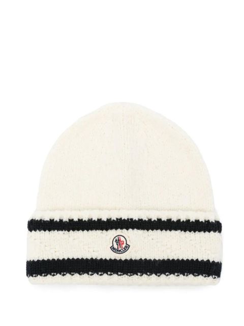 Moncler virgin wool-blend beanie - Neutrals - zdjęcie produktu nr 1