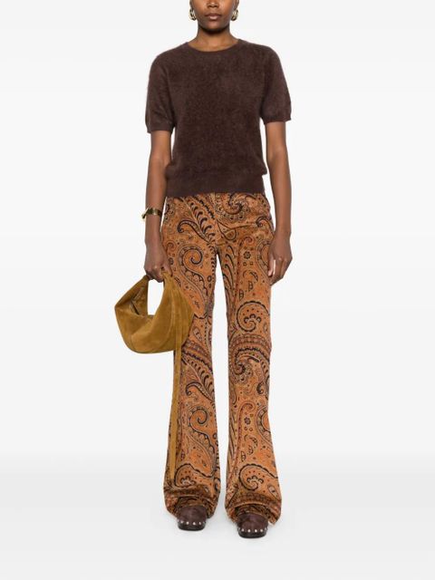 ETRO paisley-pattern corduroy trousers - Brown