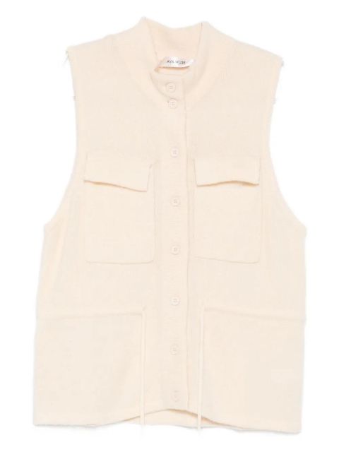 Aya Muse flap-pocket button-up vest - Neutrals