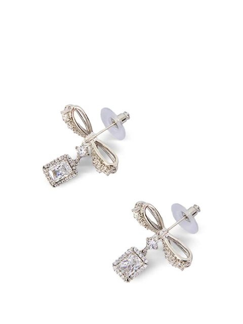 Self-Portrait crystal bow drop earrings - Silver - zdjęcie produktu nr 2