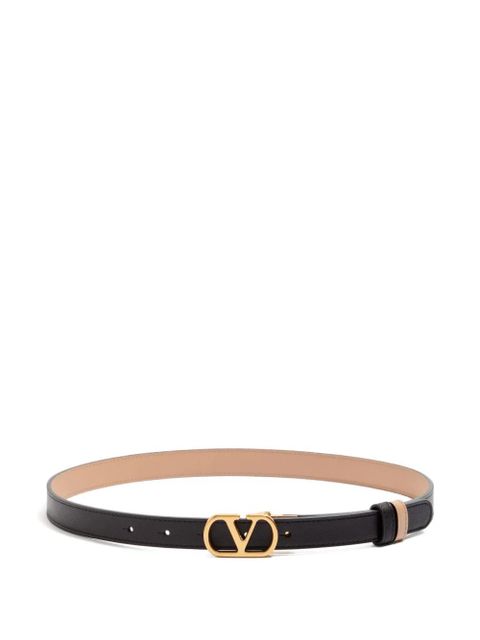 Valentino Garavani VLogo Signature reversible shiny calfskin belt - 20mm / 1.2 In. - Black - zdjęcie produktu nr 1