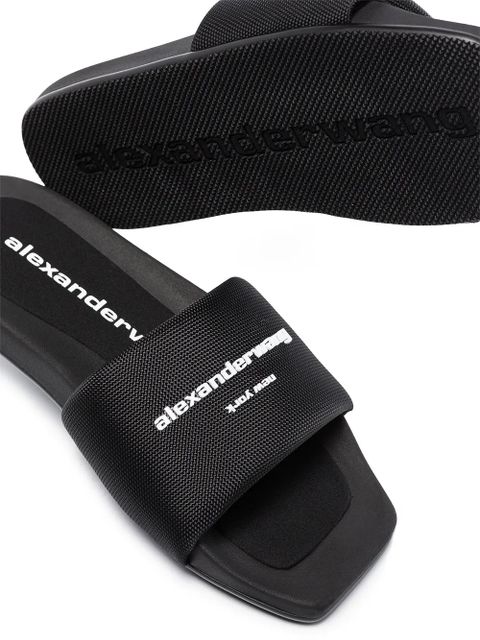 Alexander Wang logo-print flat slides - Black - zdjęcie produktu nr 2