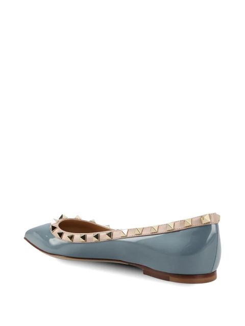 Valentino Garavani Rockstud patent ballet flats - Blue
