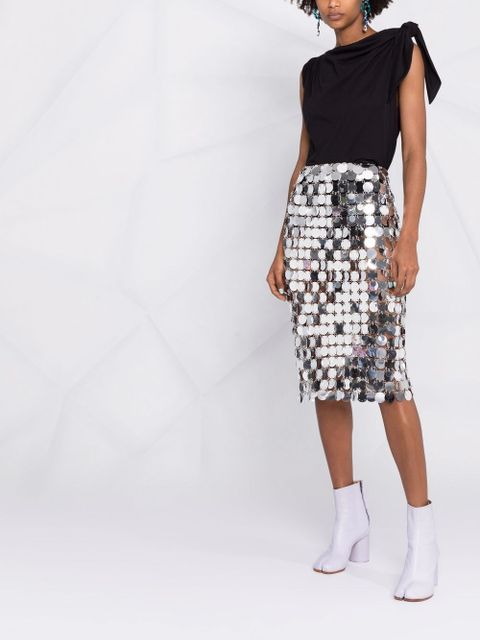 Rabanne mirror-effect sequin midi skirt - Grey