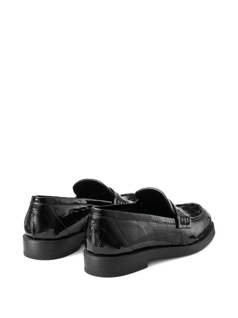 Jimmy Choo Ivy crocodile-embossed loafers - Black