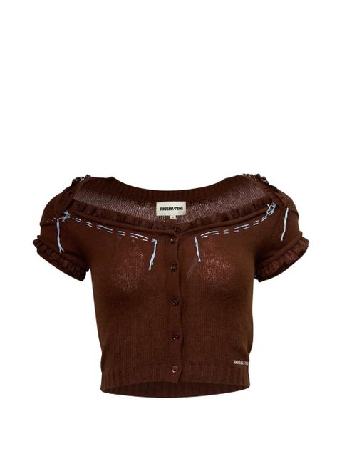 SHUSHU/TONG ruffle-trimmed short-sleeve cardigan - Red - zdjęcie produktu nr 1