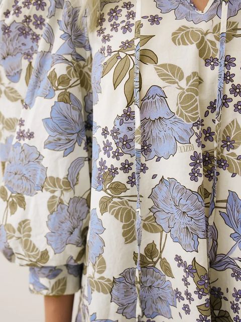 Bizuu bluzka bawełniana ANDRASSA damska kolor niebieski wzorzysta ANDRASSA NIEBIESKI