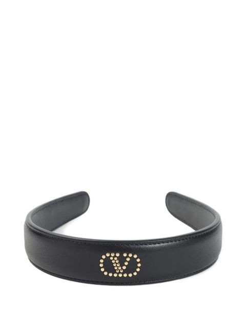 Valentino Garavani stud-embellished leather headband - Black - zdjęcie produktu nr 1