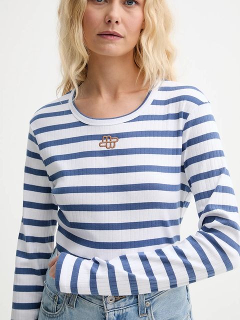 MUNTHE longsleeve bawełniany POTE kolor niebieski 252110225264 - zdjęcie produktu nr 2