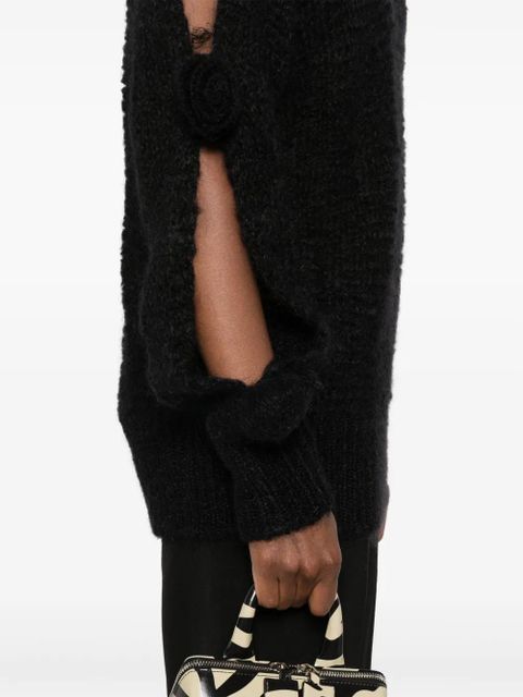 Blumarine floral-appliqué sweater - Black