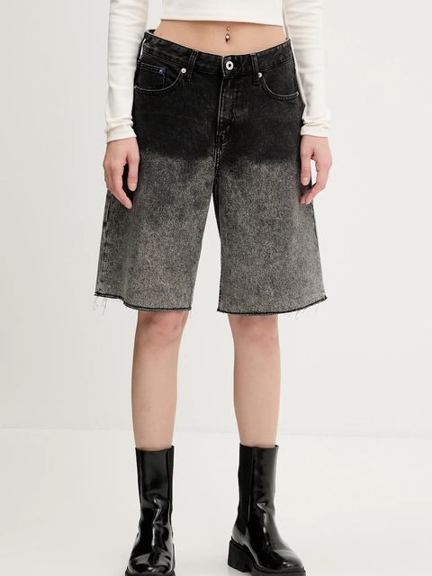 Karl Lagerfeld Jeans szorty jeansowe damskie kolor szary wzorzyste high waist A3W10131 - zdjęcie produktu nr 1