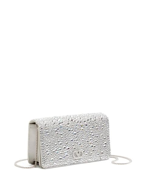 Valentino Garavani Vlogo Signature sparkling-embroidery clutch bag - Silver