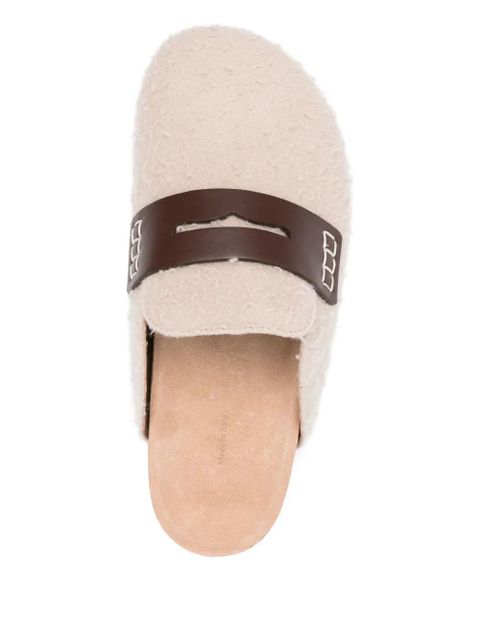 JW Anderson leather-detail shearling mules - Neutrals